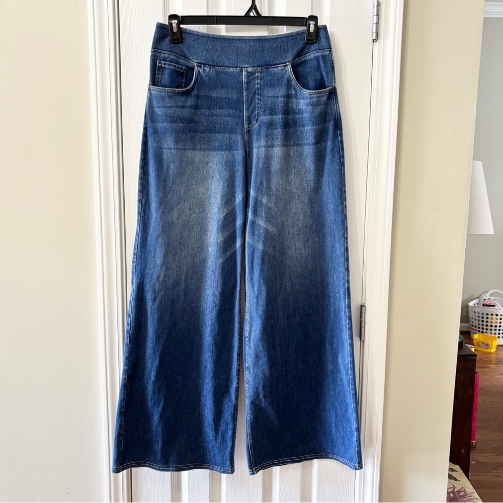 Halara Flex High Waisted Pockets Baggy Wide Leg Washed Casual Jeans Sz L Tall - Picture 2 of 8